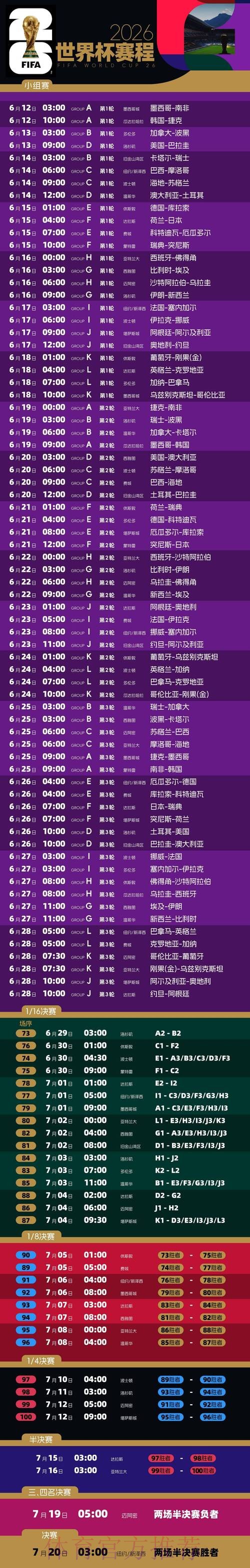 2026世界杯赛程最新全程直播实时查看 2026世界杯赛程最新全程直播实时查看